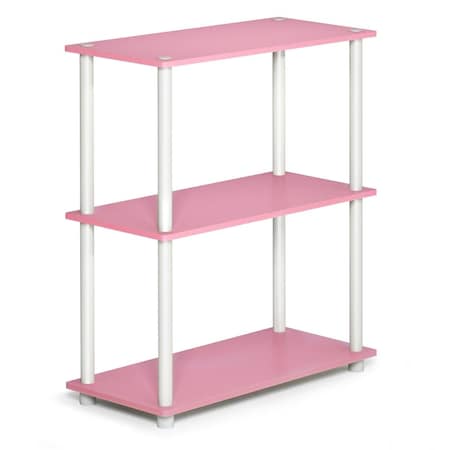 Furinno Furinno 10024PI-WH Turn-N-Tube 3-Tier Compact Multipurpose Shelf Display Rack - Pink & White 10024PI/WH
